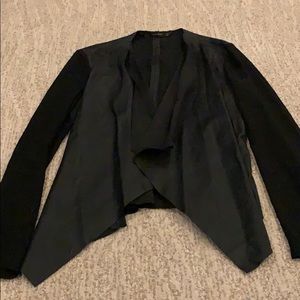 Zara open front leather & suede style jacket
